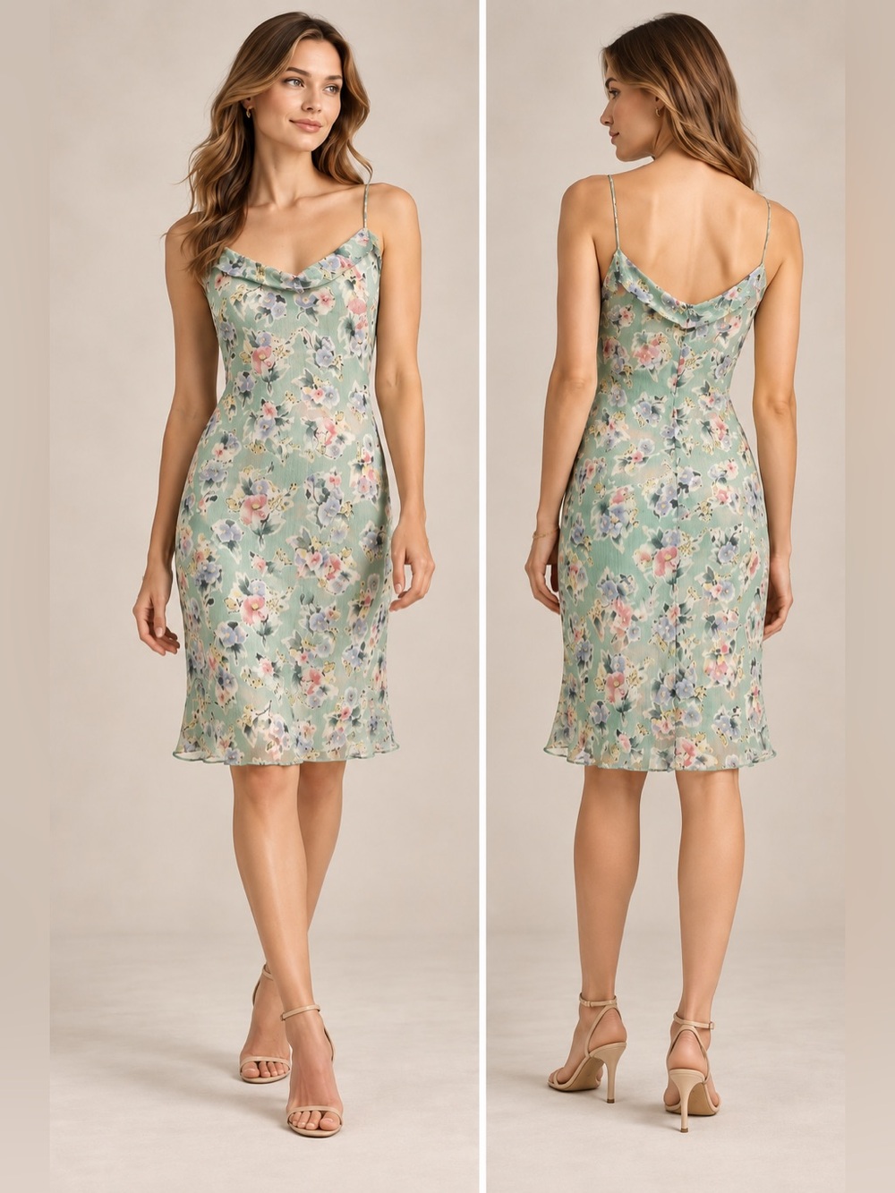 Ralph Lauren silk vintage floral slip sage watercolor sheath y2k 90s gardenfairy